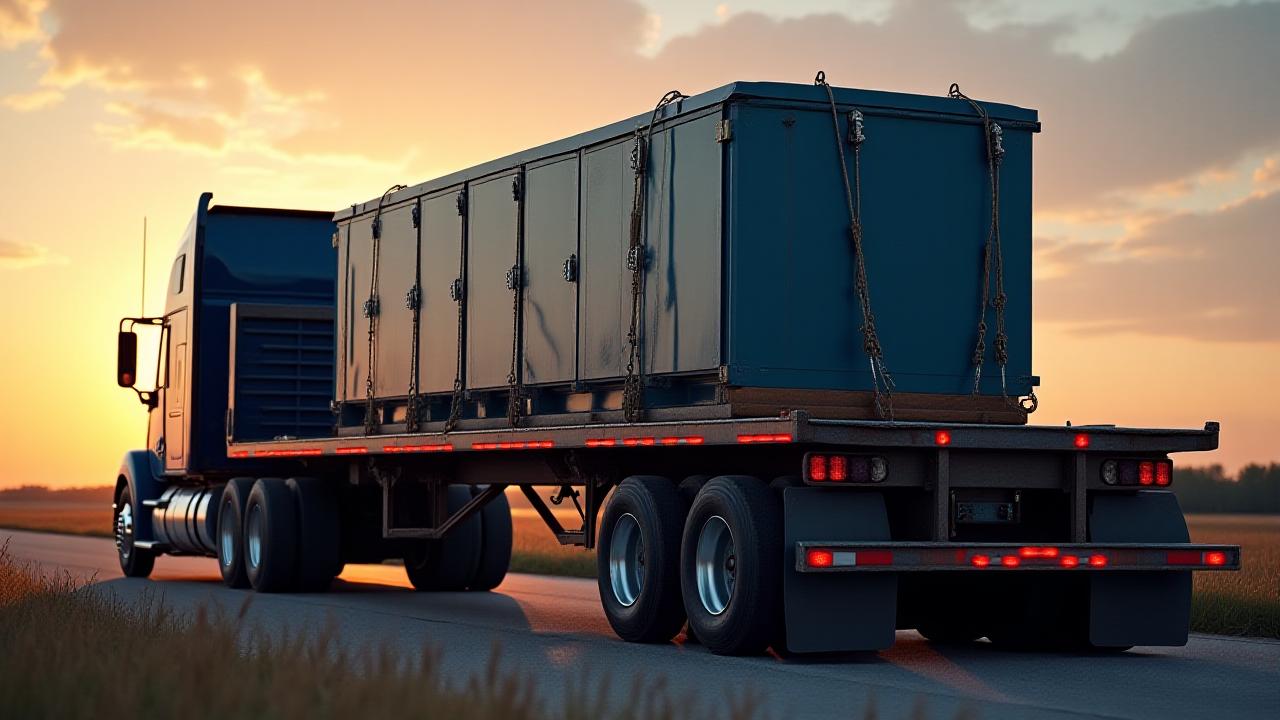Heavy equipment securely strapped to a Jimenez Trucking flatbed trailer