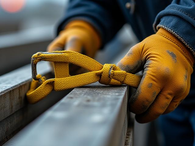 Jimenez Trucking driver professionally securing cargo with heavy-duty straps